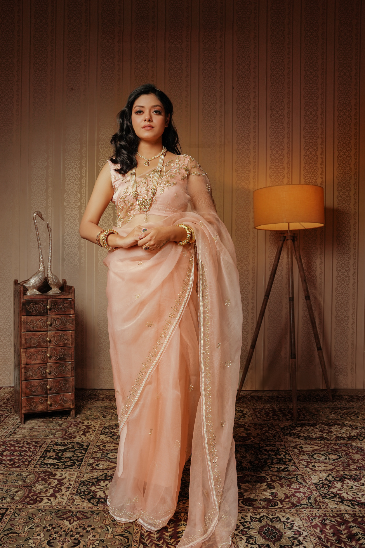 SUHANI EMBROIDERED ORGANZA SAREE – Rhua Online